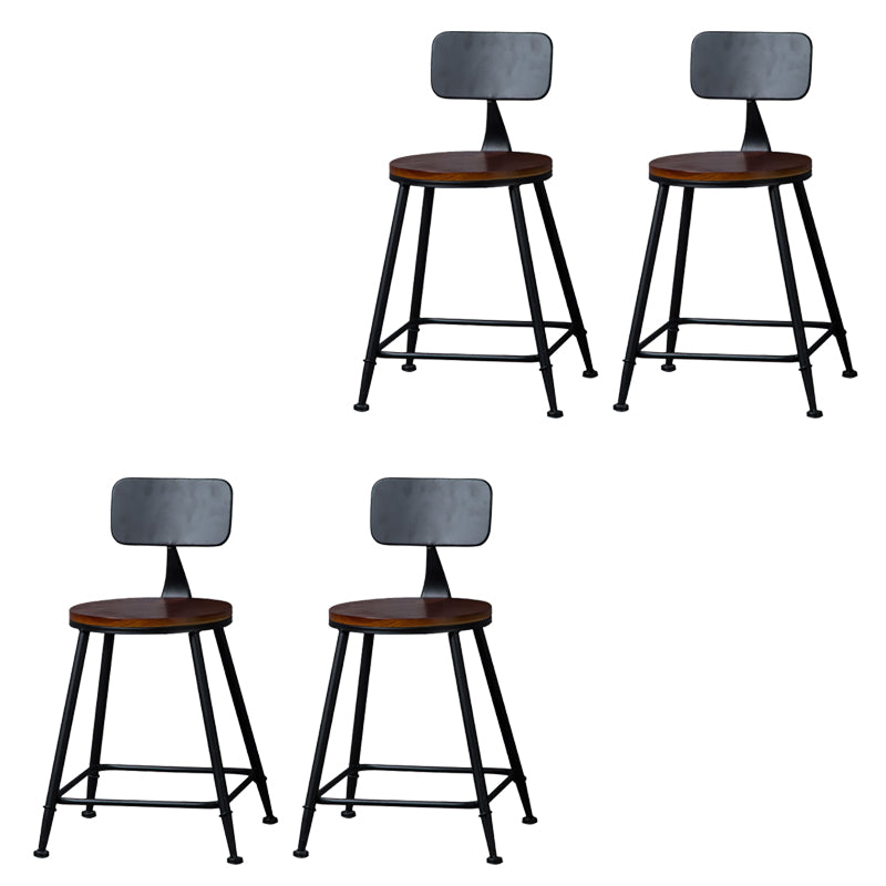 Modern Armless Backrest Counter Stool Iron Bar Stool with Wooden Seat for Bar