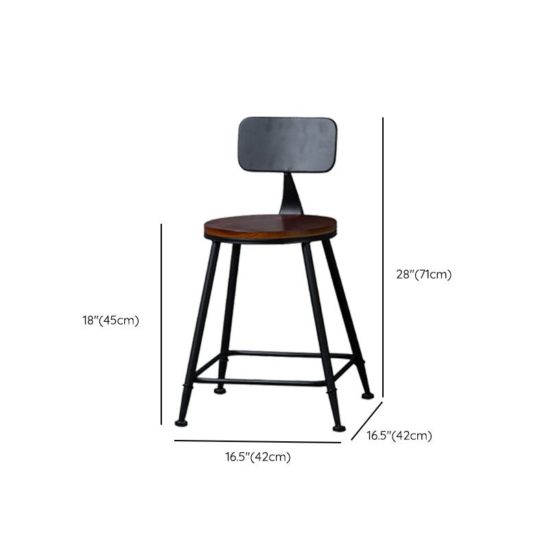 Modern Armless Backrest Counter Stool Iron Bar Stool with Wooden Seat for Bar