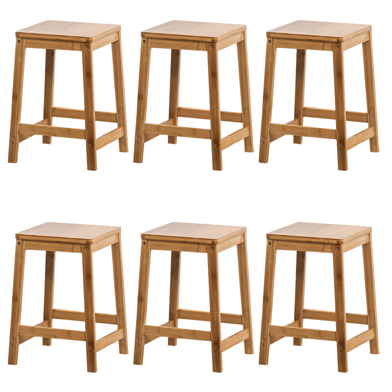 Contemporary Dining Stool Square Solid Wood Bar Stool with Footrest