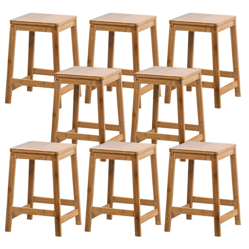 Contemporary Dining Stool Square Solid Wood Bar Stool with Footrest