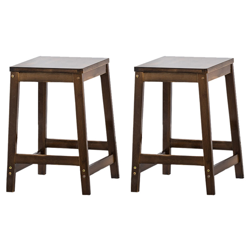 Contemporary Dining Stool Square Solid Wood Bar Stool with Footrest