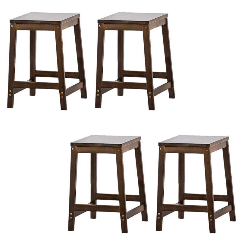Contemporary Dining Stool Square Solid Wood Bar Stool with Footrest