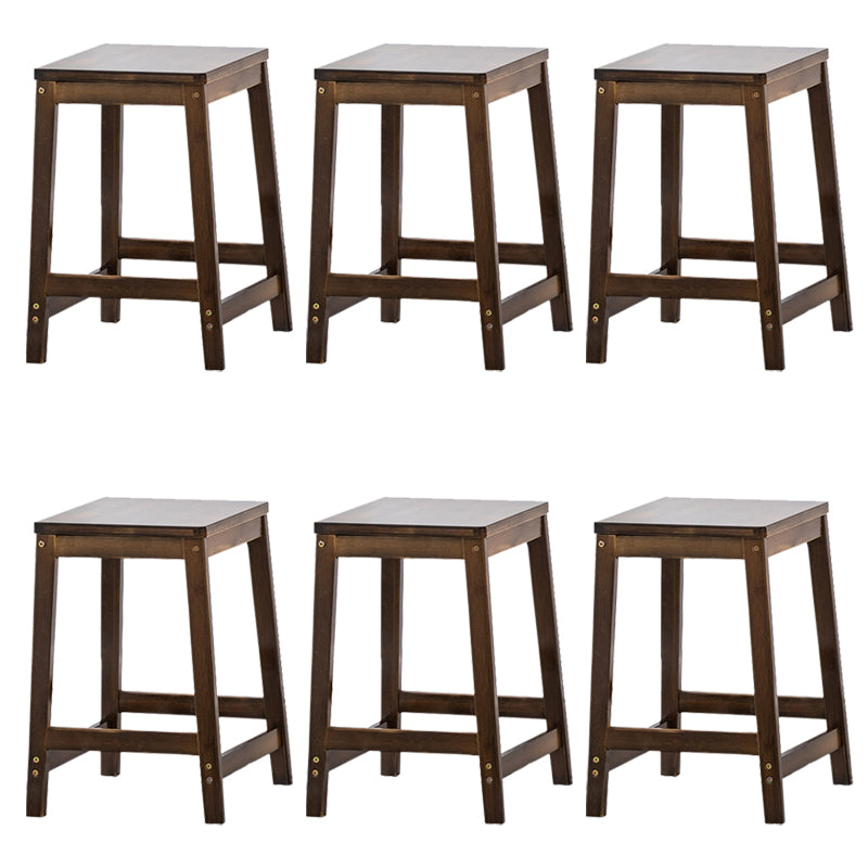 Contemporary Dining Stool Square Solid Wood Bar Stool with Footrest