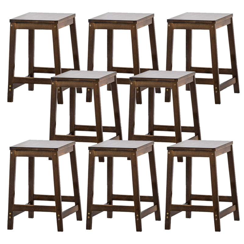 Contemporary Dining Stool Square Solid Wood Bar Stool with Footrest