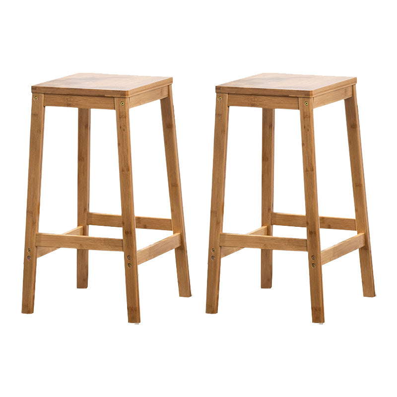 Contemporary Dining Stool Square Solid Wood Bar Stool with Footrest