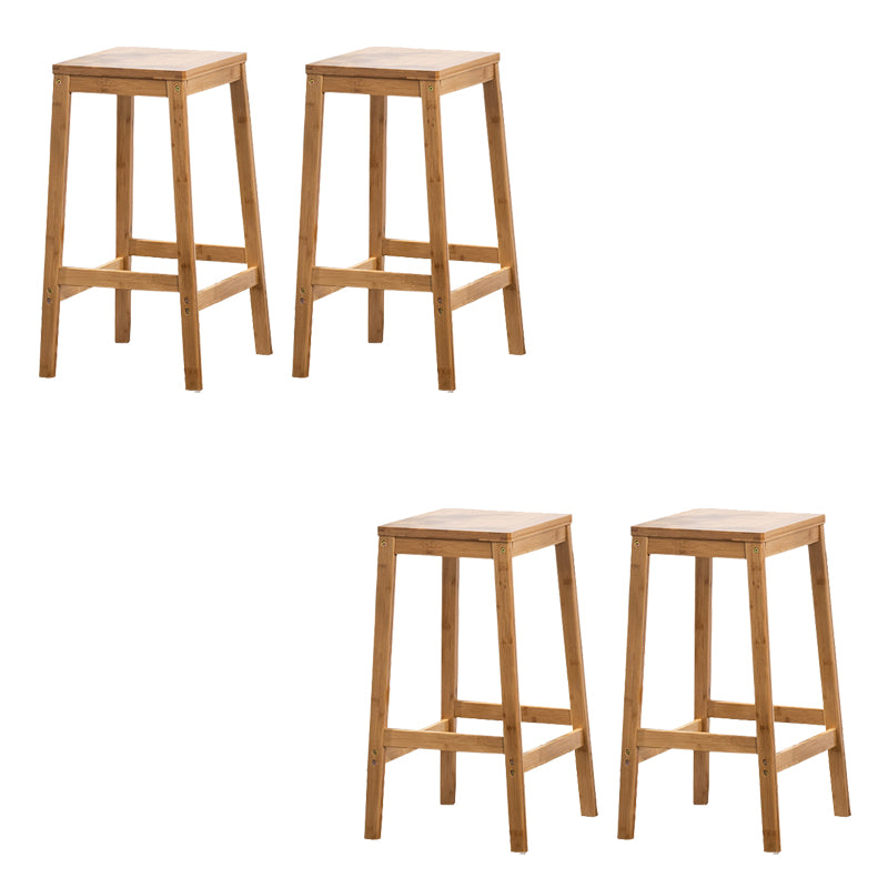 Contemporary Dining Stool Square Solid Wood Bar Stool with Footrest
