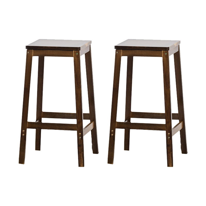 Contemporary Dining Stool Square Solid Wood Bar Stool with Footrest