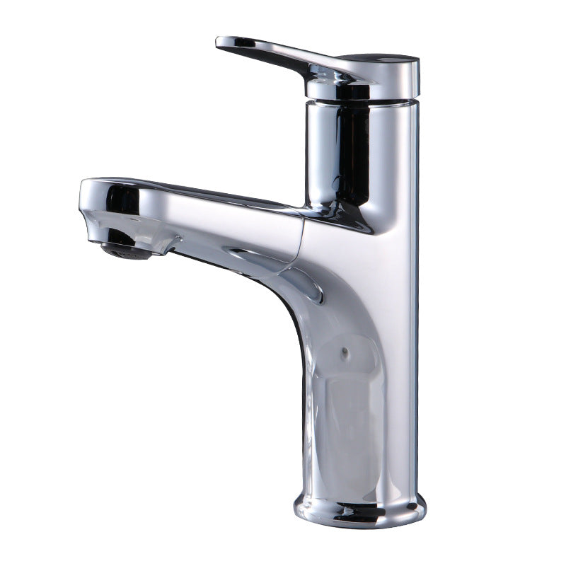 Contemporary Vessel Faucet Copper Pure Color Single Handle Retractable Vessel Faucet