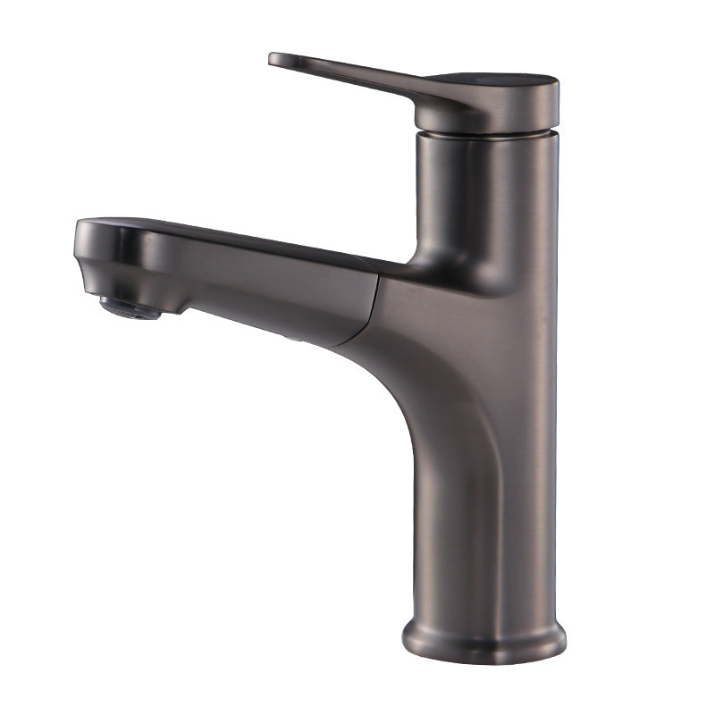 Contemporary Vessel Faucet Copper Pure Color Single Handle Retractable Vessel Faucet