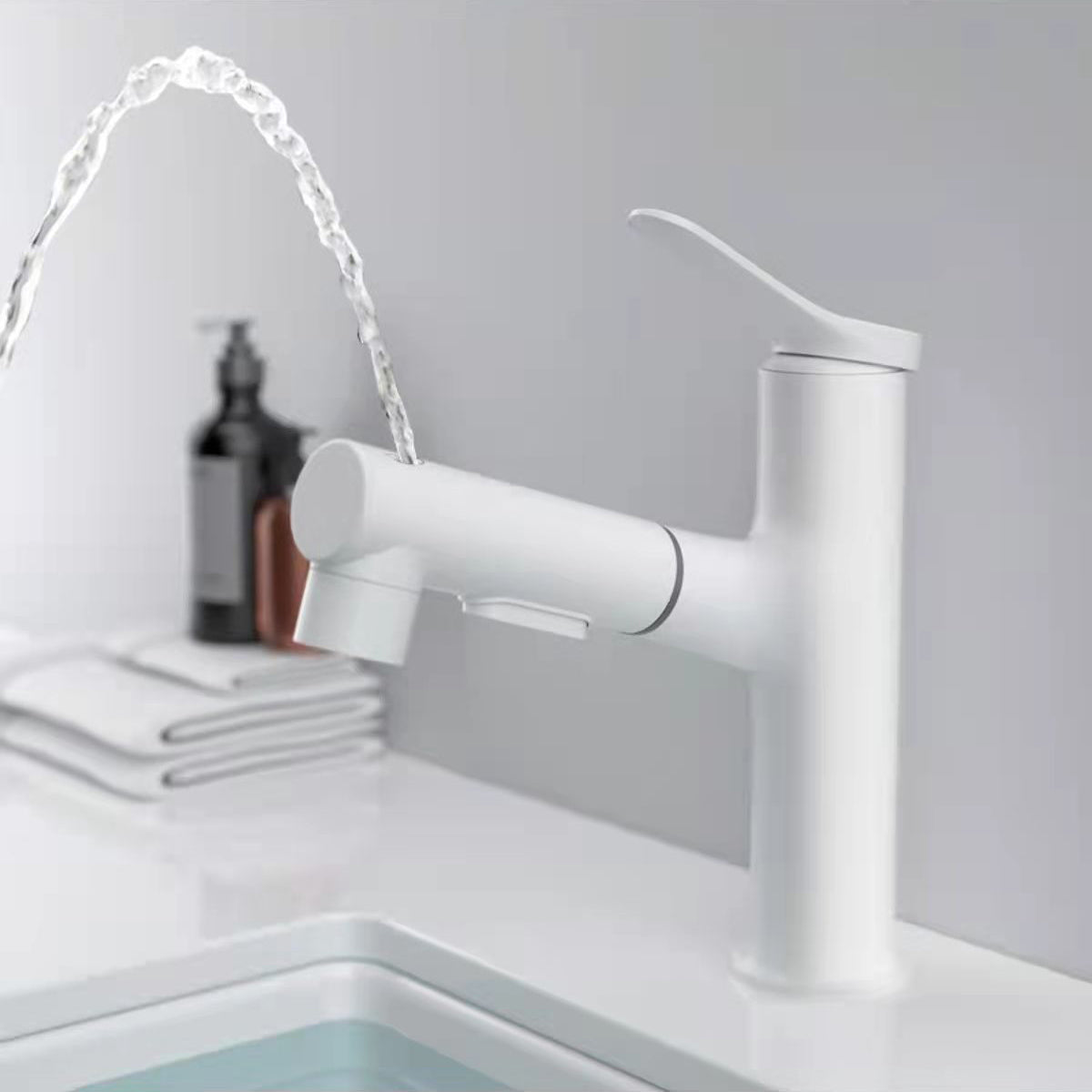 Modern Sink Faucet Solid Color Copper Basin Lavatory Faucet for Bathroom