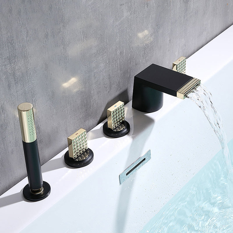 Contemporary Deck Mounted Metal Roman Tub Faucet Low Arc Roman Tub Faucet Set