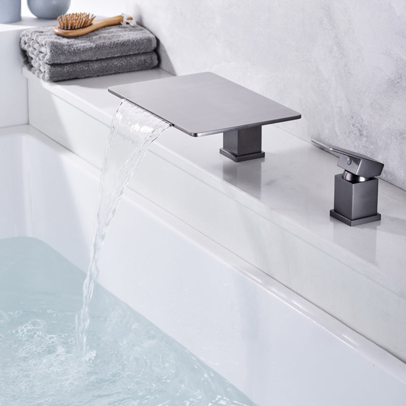 Modern Deck Mounted Metal Freestanding Tub Filler Waterfall Freestanding Faucet