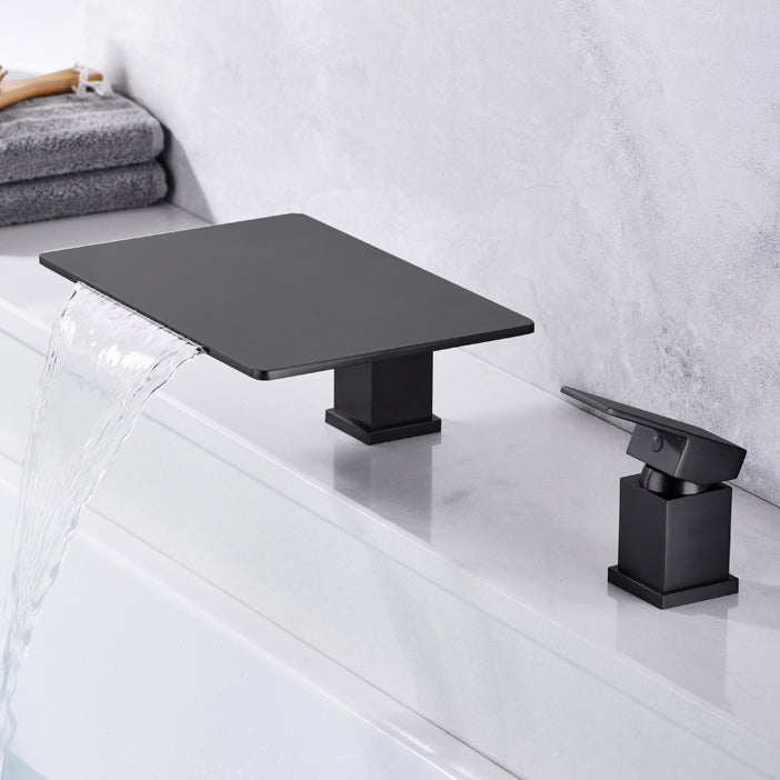 Modern Deck Mounted Metal Freestanding Tub Filler Waterfall Freestanding Faucet