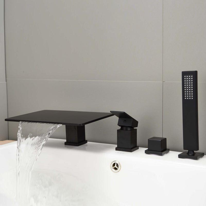 Modern Deck Mounted Metal Freestanding Tub Filler Waterfall Freestanding Faucet