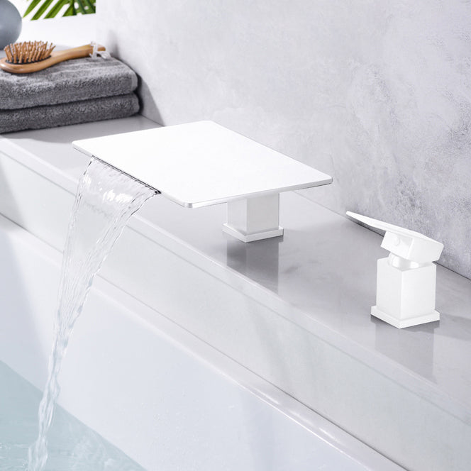 Modern Deck Mounted Metal Freestanding Tub Filler Waterfall Freestanding Faucet