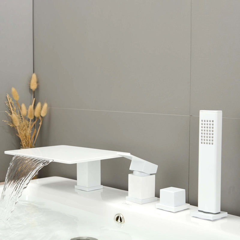 Modern Deck Mounted Metal Freestanding Tub Filler Waterfall Freestanding Faucet