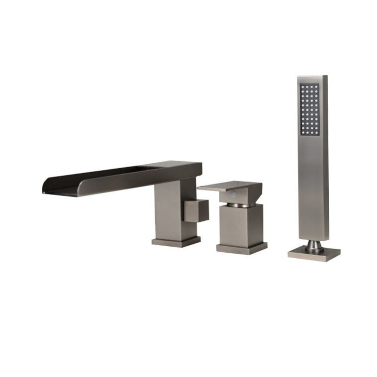 Modern Deck Mounted Metal Freestanding Tub Filler Waterfall Freestanding Faucet