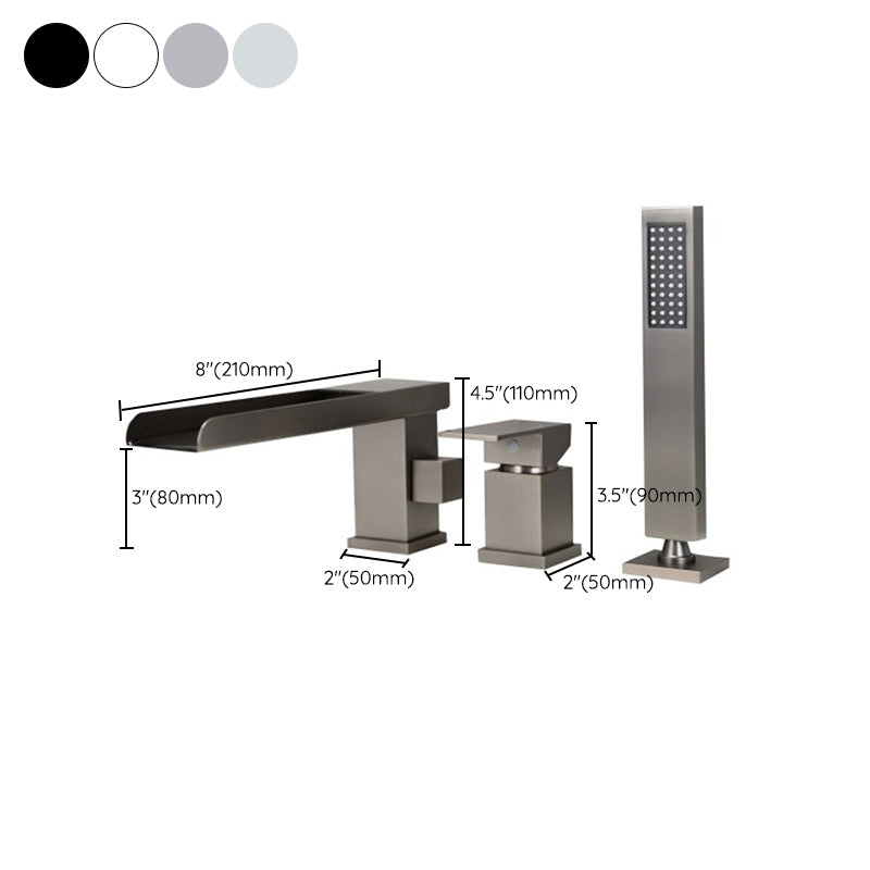 Modern Deck Mounted Metal Freestanding Tub Filler Waterfall Freestanding Faucet