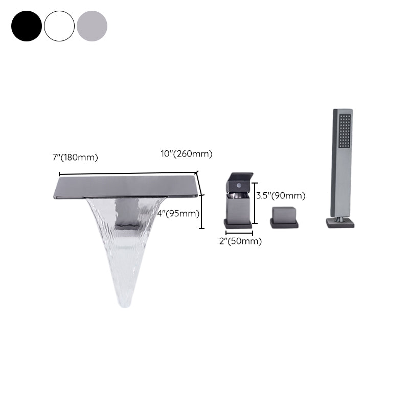 Modern Deck Mounted Metal Freestanding Tub Filler Waterfall Freestanding Faucet