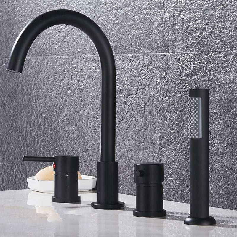 Contemporary Deck Mounted Metal Freestanding Tub Filler High Arc Freestanding Faucet