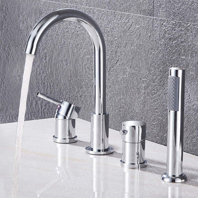 Contemporary Deck Mounted Metal Freestanding Tub Filler High Arc Freestanding Faucet