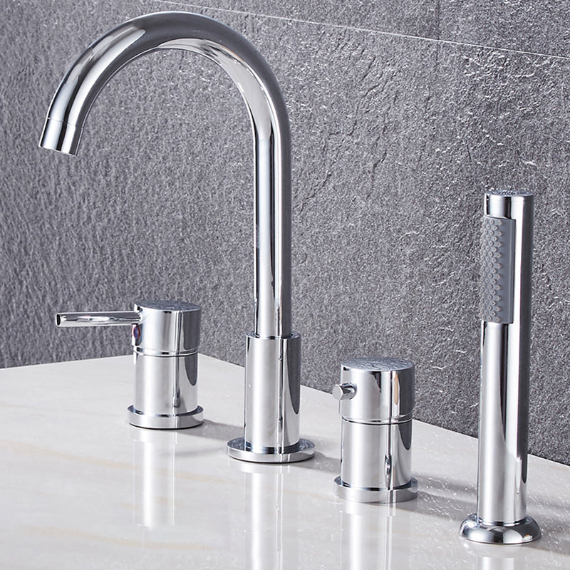 Contemporary Deck Mounted Metal Freestanding Tub Filler High Arc Freestanding Faucet
