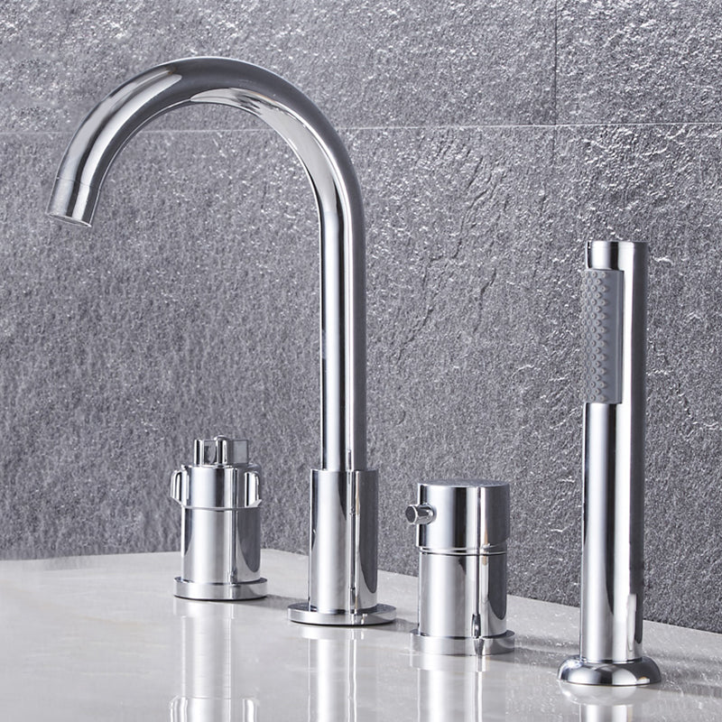 Contemporary Deck Mounted Metal Freestanding Tub Filler High Arc Freestanding Faucet