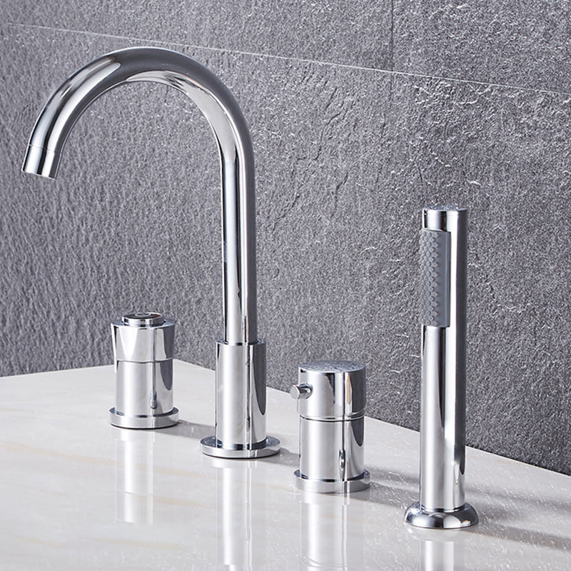 Contemporary Deck Mounted Metal Freestanding Tub Filler High Arc Freestanding Faucet