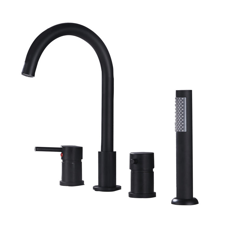 Contemporary Deck Mounted Metal Freestanding Tub Filler High Arc Freestanding Faucet