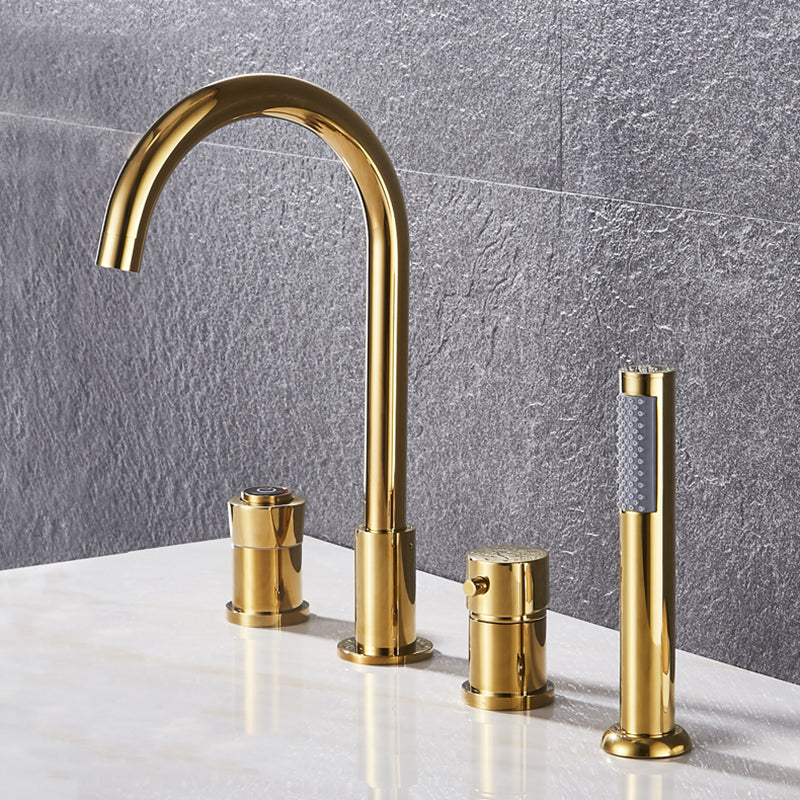 Contemporary Deck Mounted Metal Freestanding Tub Filler High Arc Freestanding Faucet