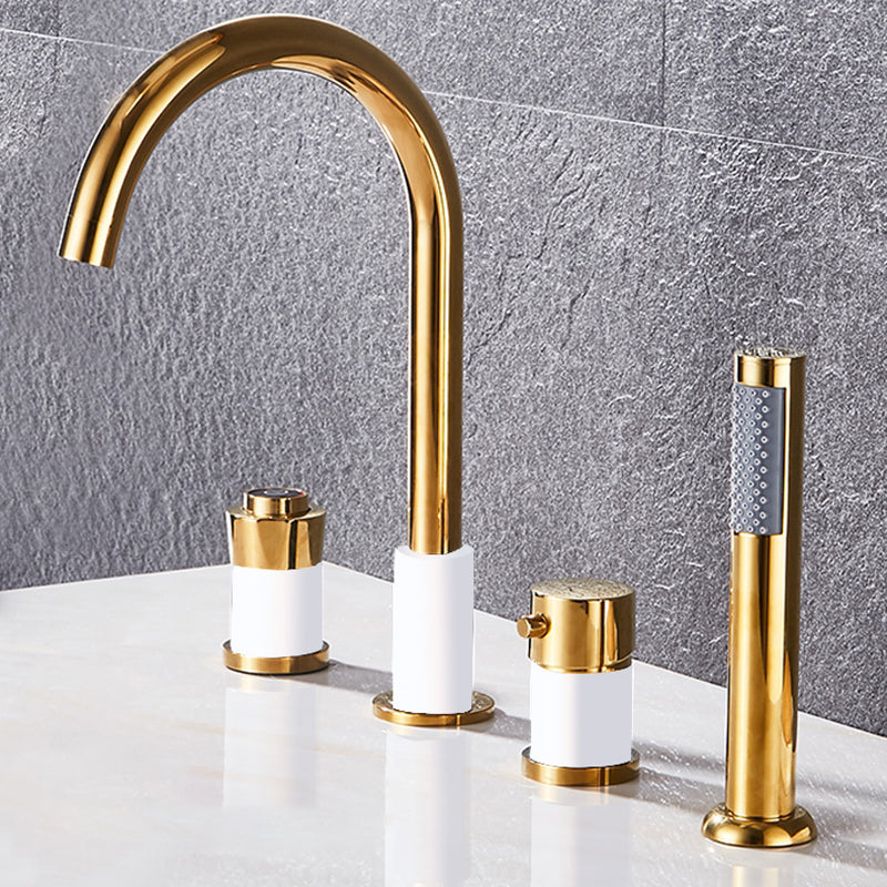 Contemporary Deck Mounted Metal Freestanding Tub Filler High Arc Freestanding Faucet