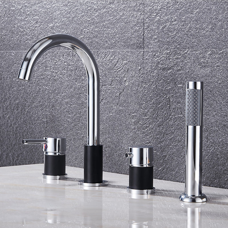 Contemporary Deck Mounted Metal Freestanding Tub Filler High Arc Freestanding Faucet