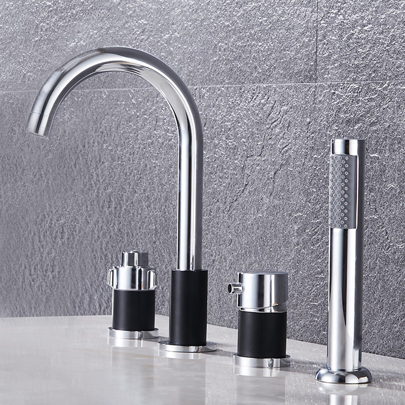 Contemporary Deck Mounted Metal Freestanding Tub Filler High Arc Freestanding Faucet