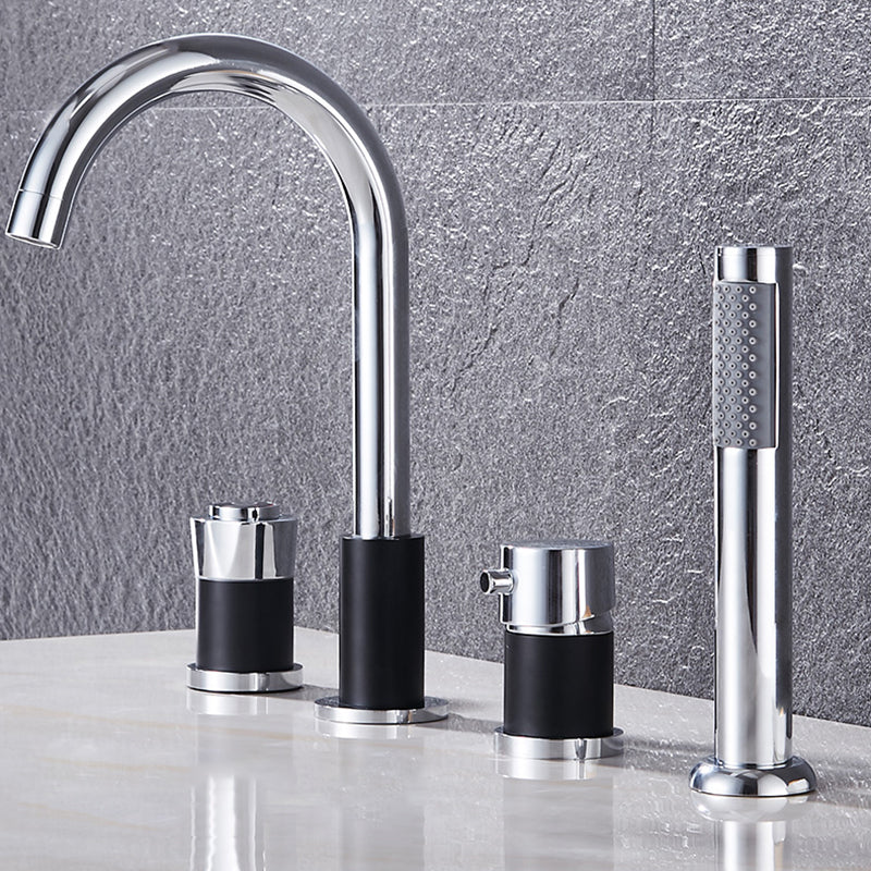 Contemporary Deck Mounted Metal Freestanding Tub Filler High Arc Freestanding Faucet