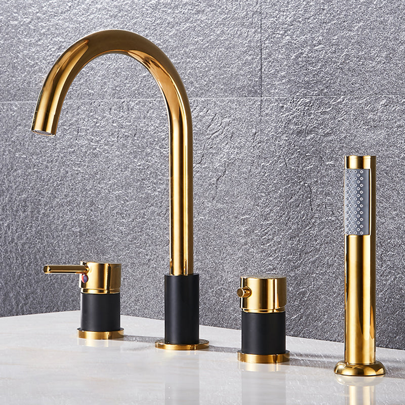 Contemporary Deck Mounted Metal Freestanding Tub Filler High Arc Freestanding Faucet