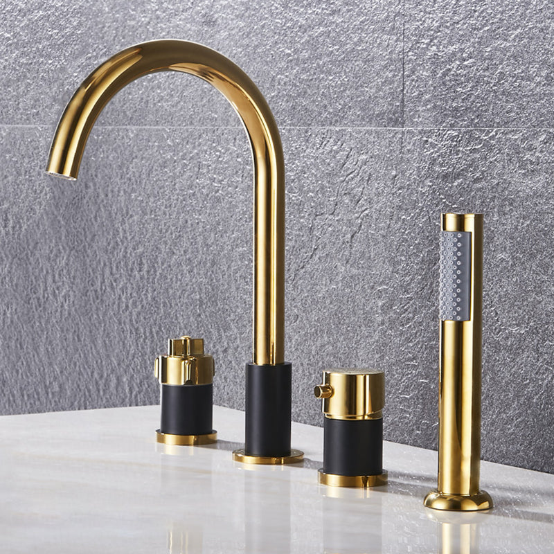 Contemporary Deck Mounted Metal Freestanding Tub Filler High Arc Freestanding Faucet