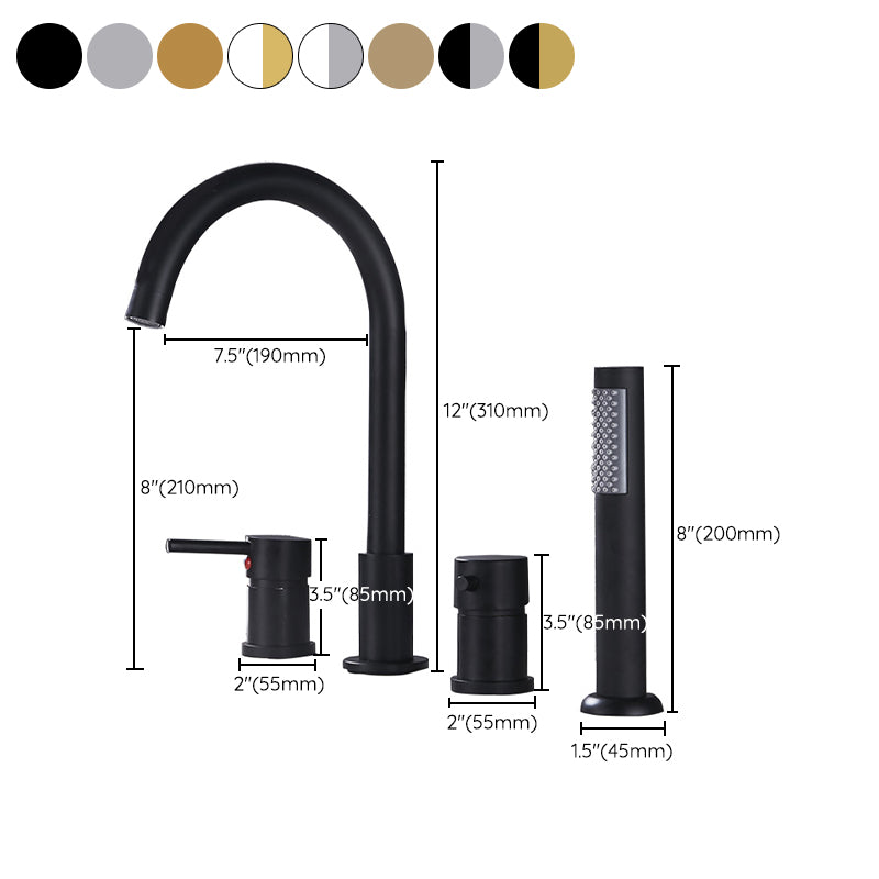 Contemporary Deck Mounted Metal Freestanding Tub Filler High Arc Freestanding Faucet