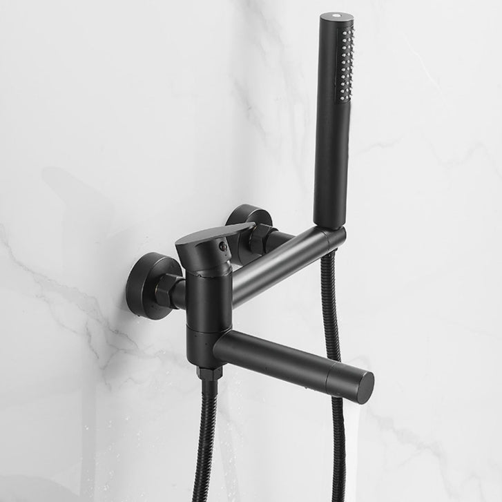 Contemporary Wall Mounted Tub Filler Single Handle Metal Faucet