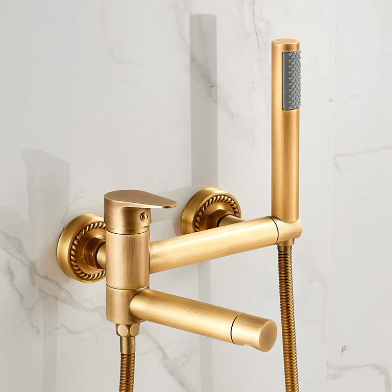 Contemporary Wall Mounted Tub Filler Single Handle Metal Faucet