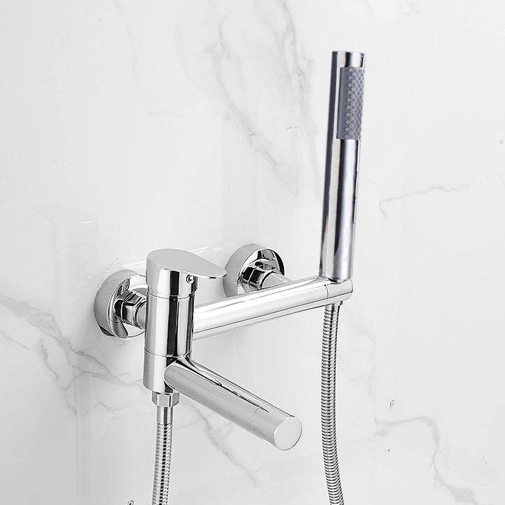 Contemporary Wall Mounted Tub Filler Single Handle Metal Faucet