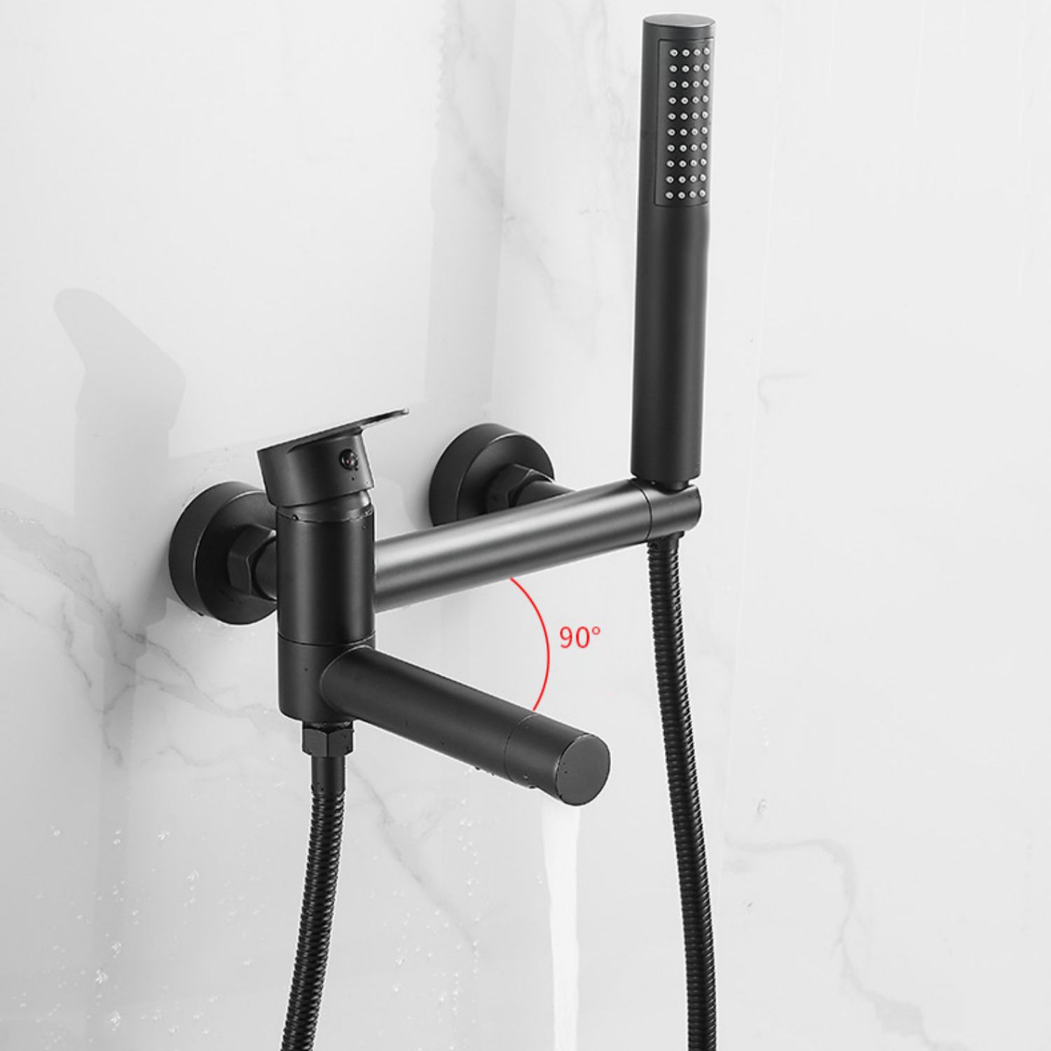 Contemporary Wall Mounted Tub Filler Single Handle Metal Faucet