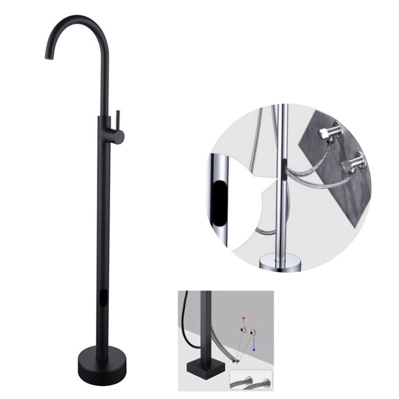 Floor Mounted Copper Freestanding Tub Filler Simple High Arc Freestanding Tub Filler Trim