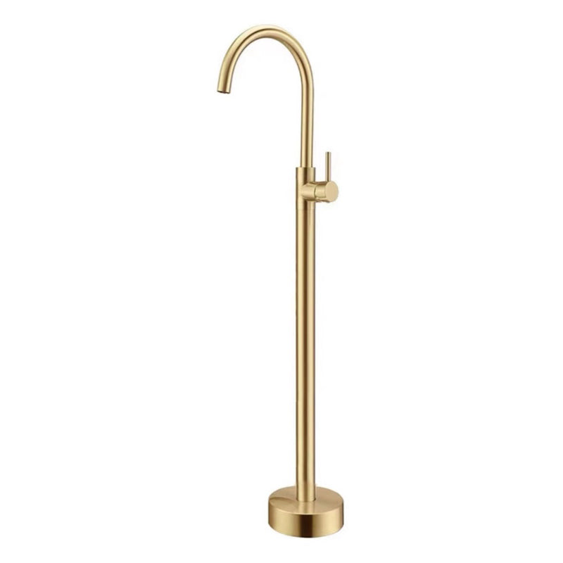 Floor Mounted Copper Freestanding Tub Filler Simple High Arc Freestanding Tub Filler Trim