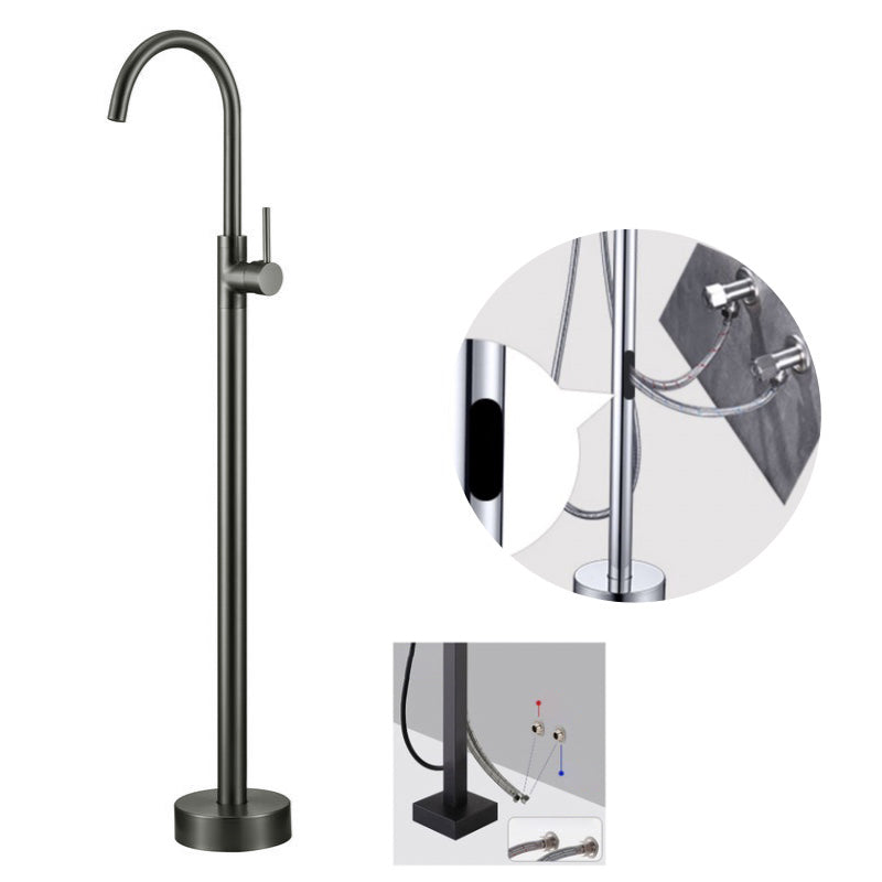 Floor Mounted Copper Freestanding Tub Filler Simple High Arc Freestanding Tub Filler Trim