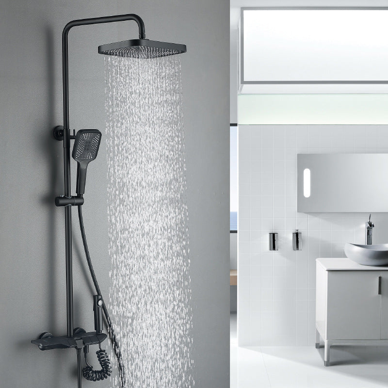 Modern Shower Set Slide Bar Dual Shower Head Thermostatic Wall Mounted Shower System