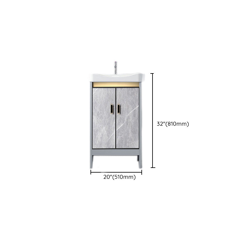 Freestanding Aluminium Bathroom Sink Vanity Gray with Faucet Bathroom Vanity Cabinet