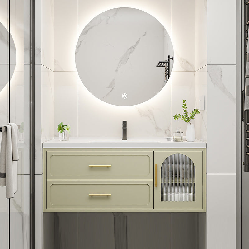 Bathroom Vanity Set Single-Sink Wall Mount Drawers Mirror Included Sink Vanity