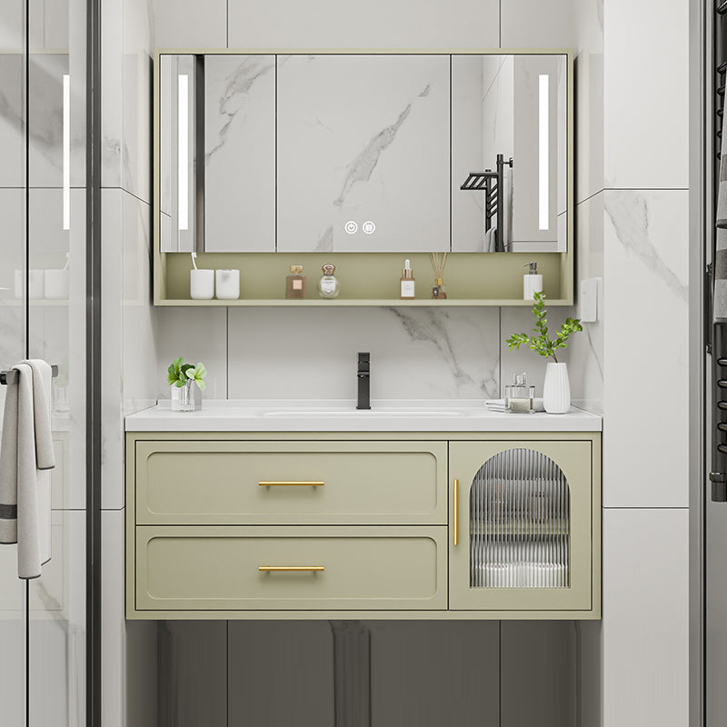 Bathroom Vanity Set Single-Sink Wall Mount Drawers Mirror Included Sink Vanity