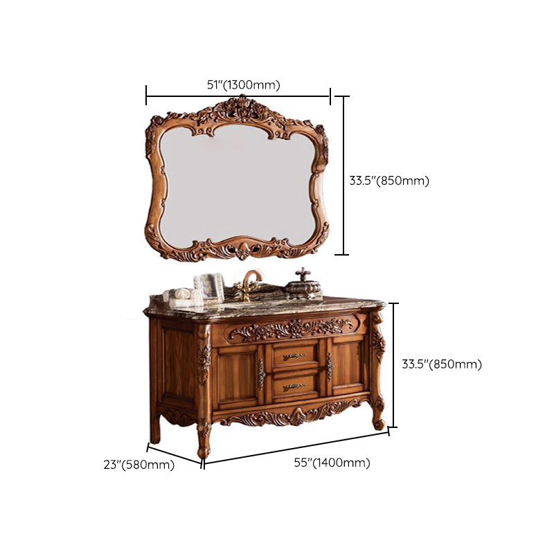 Freestanding Bathroom Vanity Set 2 Doors Single Sink Glam Drawers Vanity with Mirror