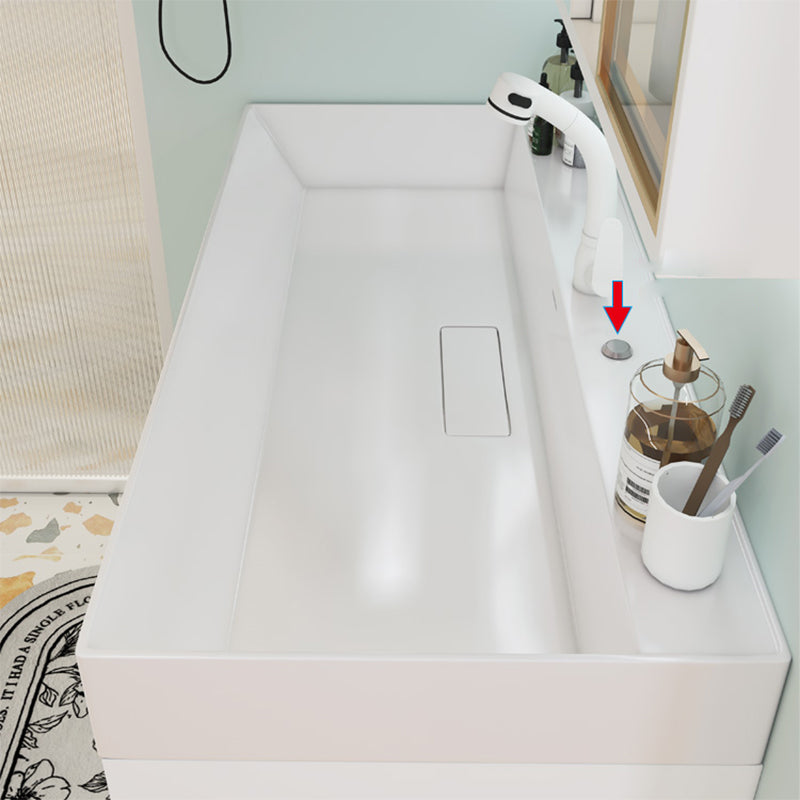 White Bathroom Vanity Mirror Rectangle Single Sink Wall Mount 2 Drawers Vanity with Door